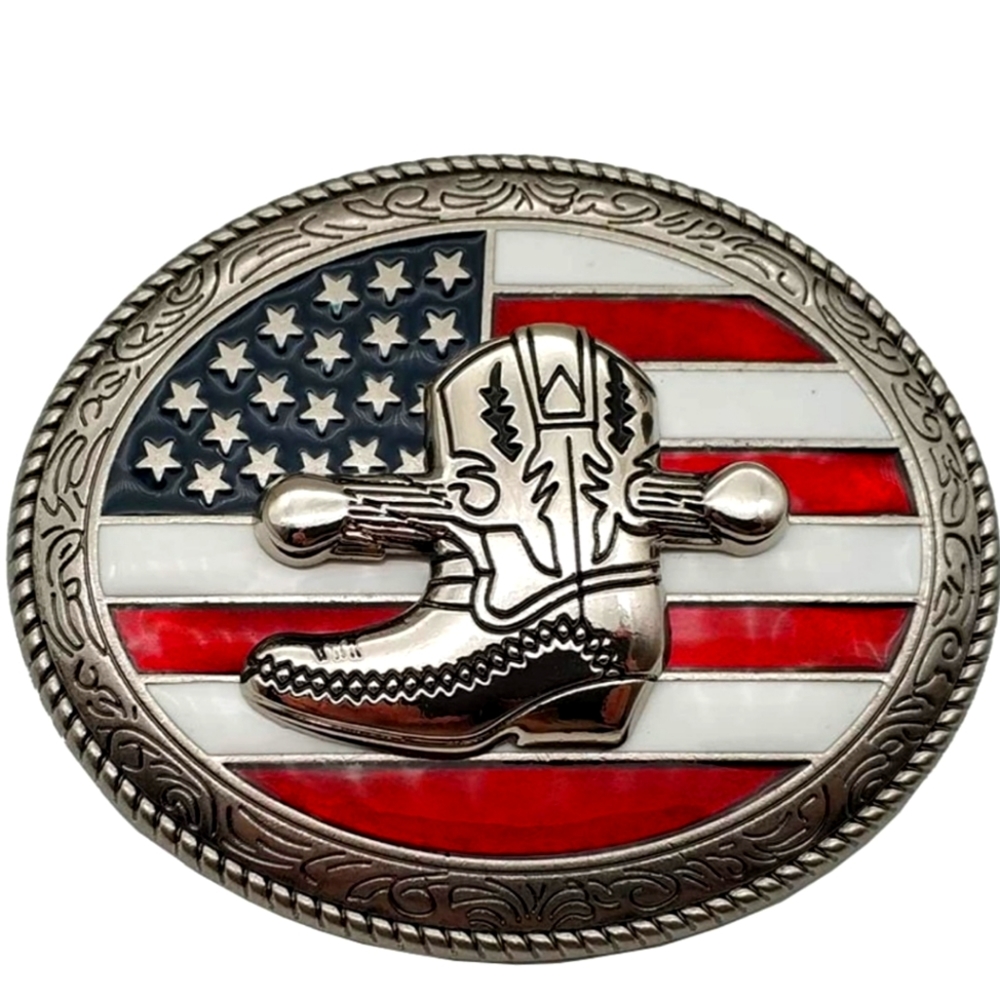 American flag cowboy boots belt buckle
